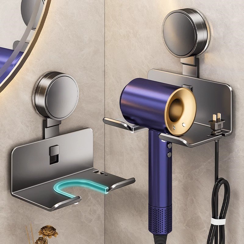 吸盘式吹风机置物架免打孔卫生间电吹风挂架壁挂风筒支架浴室收纳