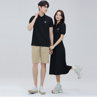情侣装春夏装2025新款套装法式高级小众polo领连衣裙一裙一衣大码
