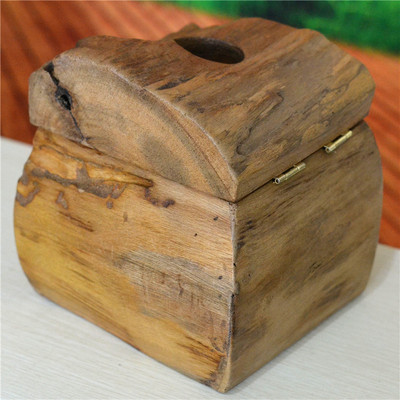 泰国手工实木纸巾盒卷纸圆筒桌面家用酒店创意复古纸巾筒家居装饰