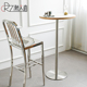 北欧轻奢吧台桌家用高脚桌子甜品奶茶店酒吧桌铁艺不锈钢小吧台