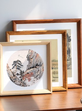 实木欧式正方形画框装裱国画外框挂墙相框38厘米50cm黑色60定制33