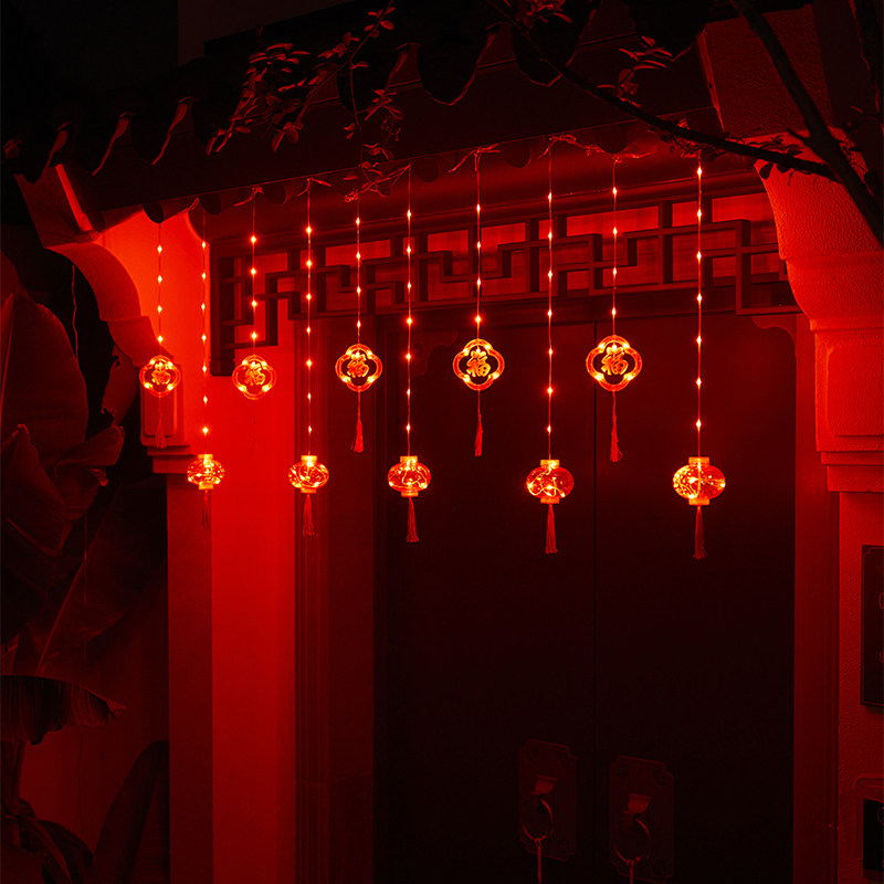 2023新款中国风灯笼 阳台装饰LED喜庆挂件室外别墅大门口防水串灯