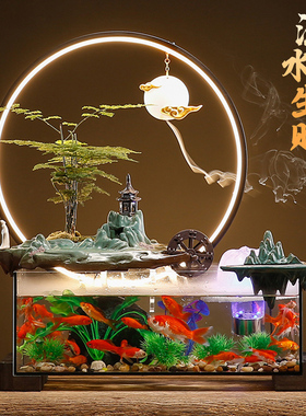 流水摆件循环水客厅小型鱼缸办公室桌面生财造景喷泉招财开业礼品