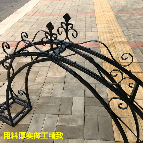 欧式铁艺拱门花架别墅鲜花拱门庭院花园门柱架子户外拱形门头订制