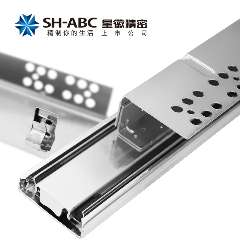 拉篮专用轨道侧装滑轨 加厚橱柜抽屉三节轨 导轨碗柜可调碗篮滑轨