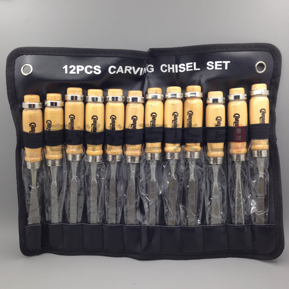 12支套装木工雕刻刀 木雕刀雕花凿子雕刻凿木刻刀打抷刀木工工具