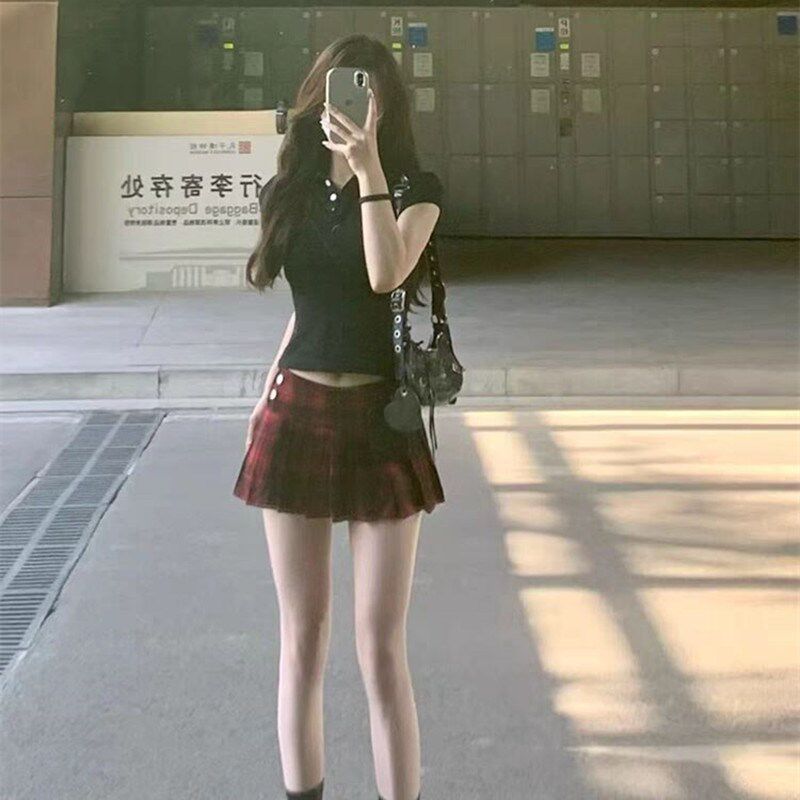 夏季轻熟御姐穿搭美式小个子辣妹纯欲风高级感上衣裙子两件套装女