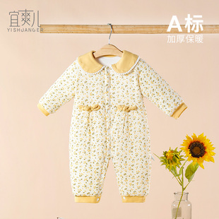 女宝宝冬装婴儿衣服冬天冬季新生宝宝连体衣加厚外出棉衣秋冬套装