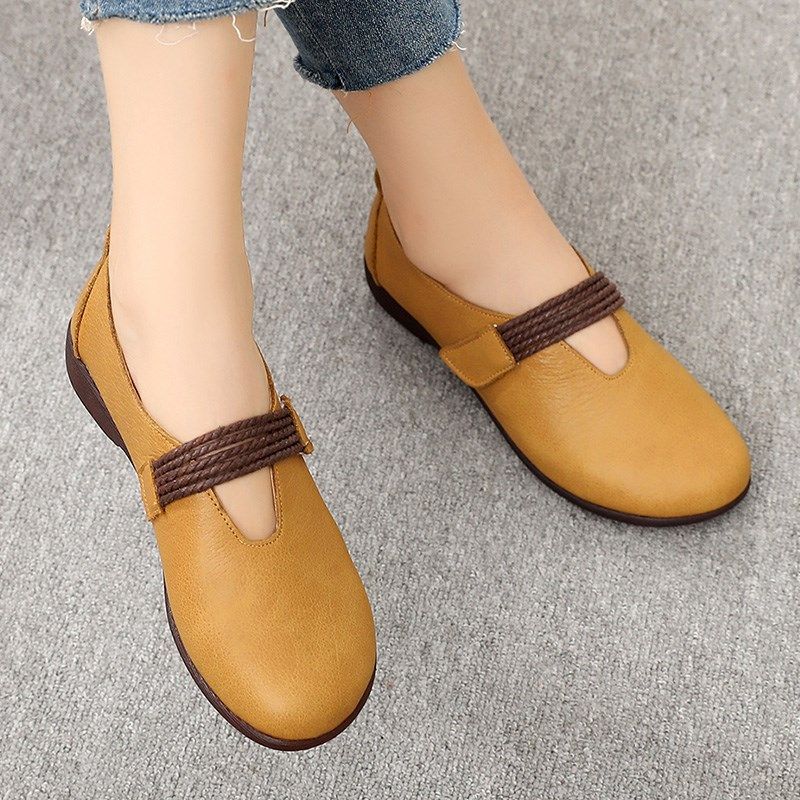 春秋真皮鞋子软皮平底单鞋女妈妈鞋奶奶鞋牛筋软底舒适女鞋豆豆鞋,女鞋,深口单鞋,淘宝优惠券,粉丝福利购,淘宝优惠卷