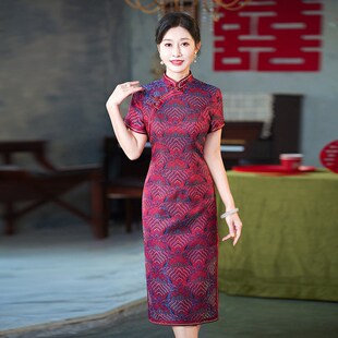 婚礼妈妈礼服年轻新中式 新款 改良旗袍女 2024夏季 喜婆婆婚宴装