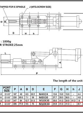 气动快速具气HSCHGH30EA气缸5夹动工装夹305EA夹具气泵夹钳