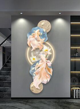 花九鱼图入户新中式玄xw775151关装饰画荷头轻奢门高级感走廊过道