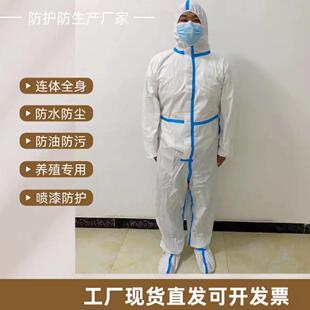 1000防FWL护服全套连体带帽一次性衣养套喷殖场漆专用工业衣服