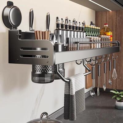 吸盘式厨房置物架16512挂式多功能筷子刀架挂锅勺调铲味料用品收