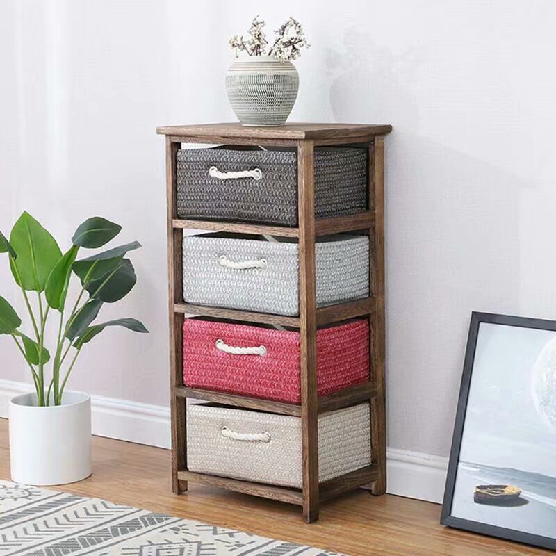 特色床头柜简约多层彩色藤编抽屉式收纳柜美式多分类斗柜整装包邮