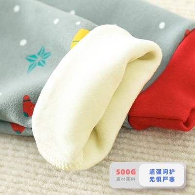 呗啦噜加绒儿童居家服长袖厚款秋衣卫生裤套装棉加绒睡衣睡裤