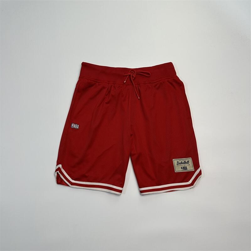 不过膝盖 美式篮球双层大网眼五分裤 贴布联盟标签 大码直筒短裤