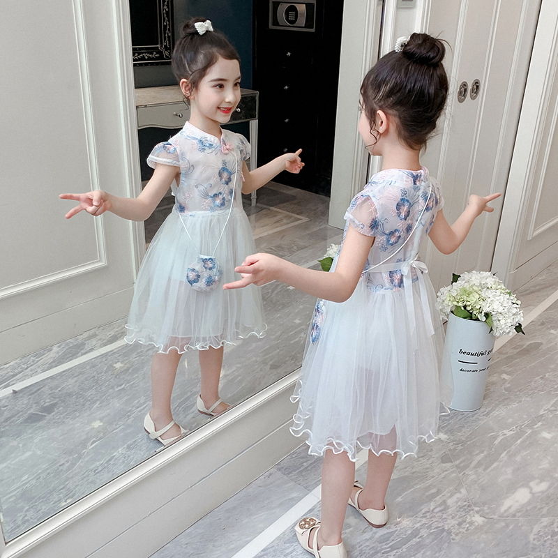 女童连衣裙6岁夏装时髦洋气5公主裙子8小女孩短袖夏天9儿童汉服10