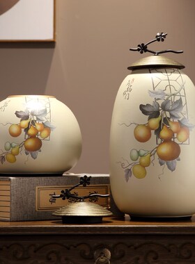 家居装饰品客厅摆件国风陶瓷花瓶酒柜玄关电视柜中式高档乔迁礼物