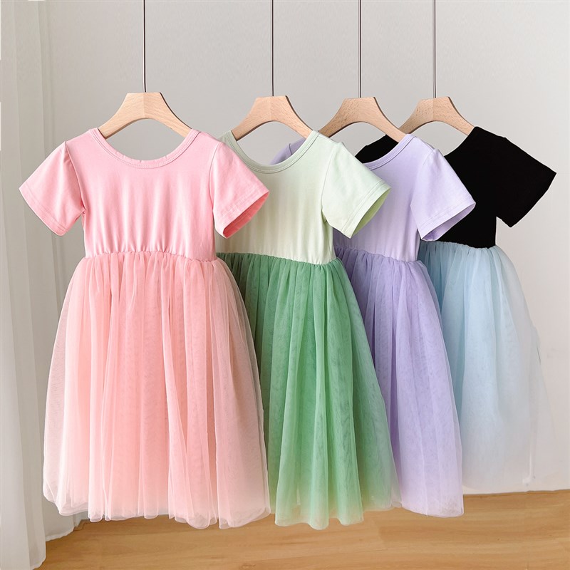 女童甜美公主裙 纯棉网纱蓬蓬裙中大童仙女裙 夏款 山东网店童装