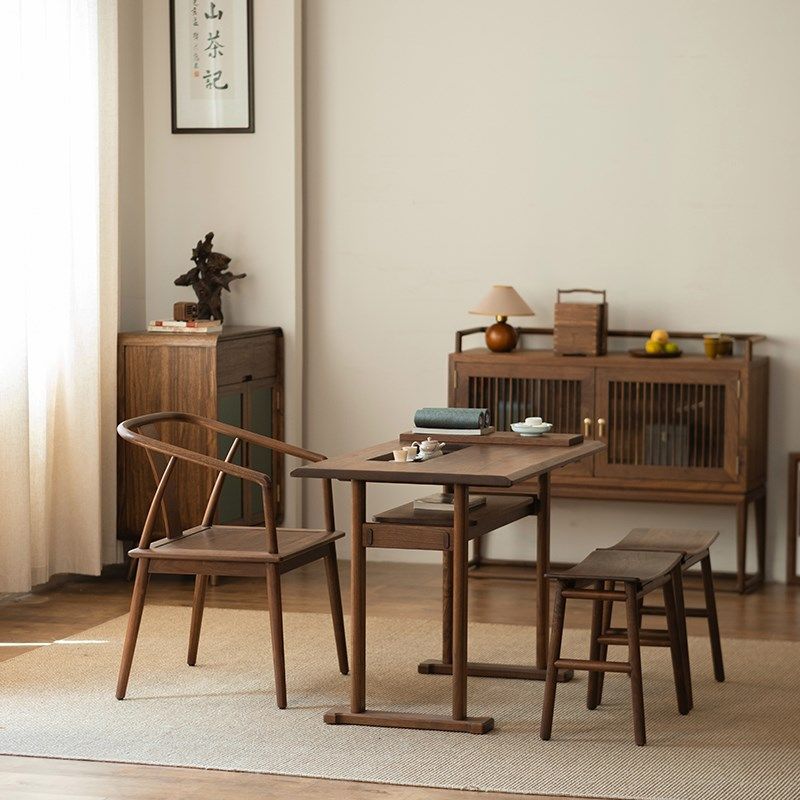 有清堂新中式北美黑胡桃木茶桌实木书桌办公桌桌椅组合家用茶台,住宅家具,家用茶台/茶桌,淘宝优惠券,粉丝福利购,淘宝优惠卷