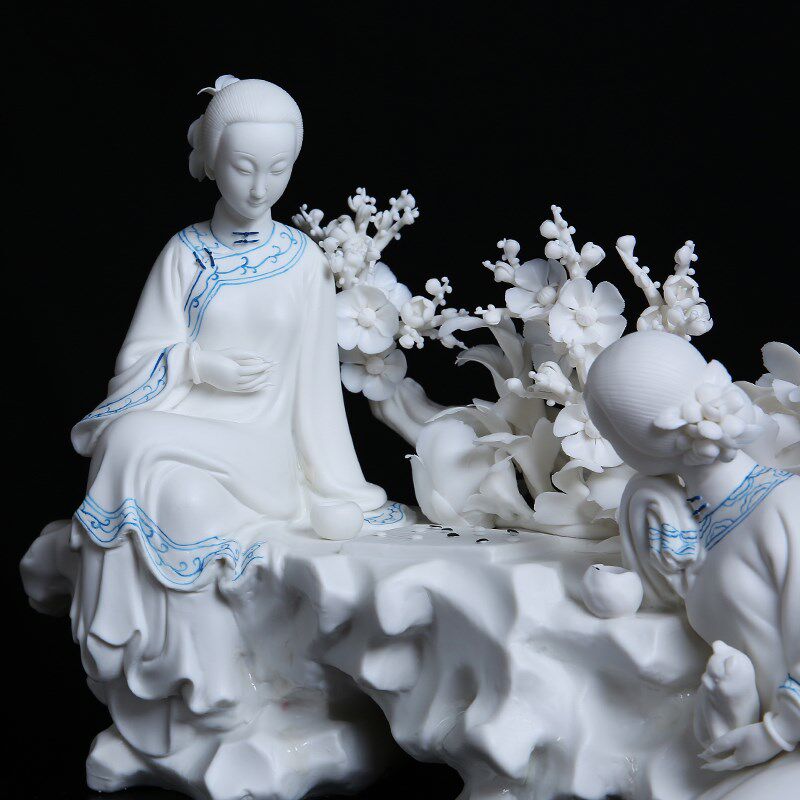 青丝物语德化白瓷古典仕女美女人物雕塑工艺品客厅家居礼品摆件