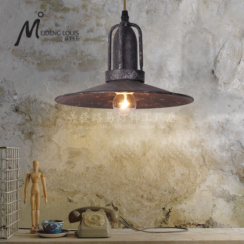 复古工业风吊灯铁艺灯罩做旧酒吧咖啡厅吧台酒馆店铺装饰小灯具