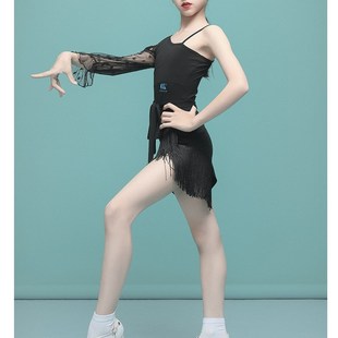 拉丁舞服女儿童夏季专业比赛网红连体裙少儿拉丁舞规定服无袖