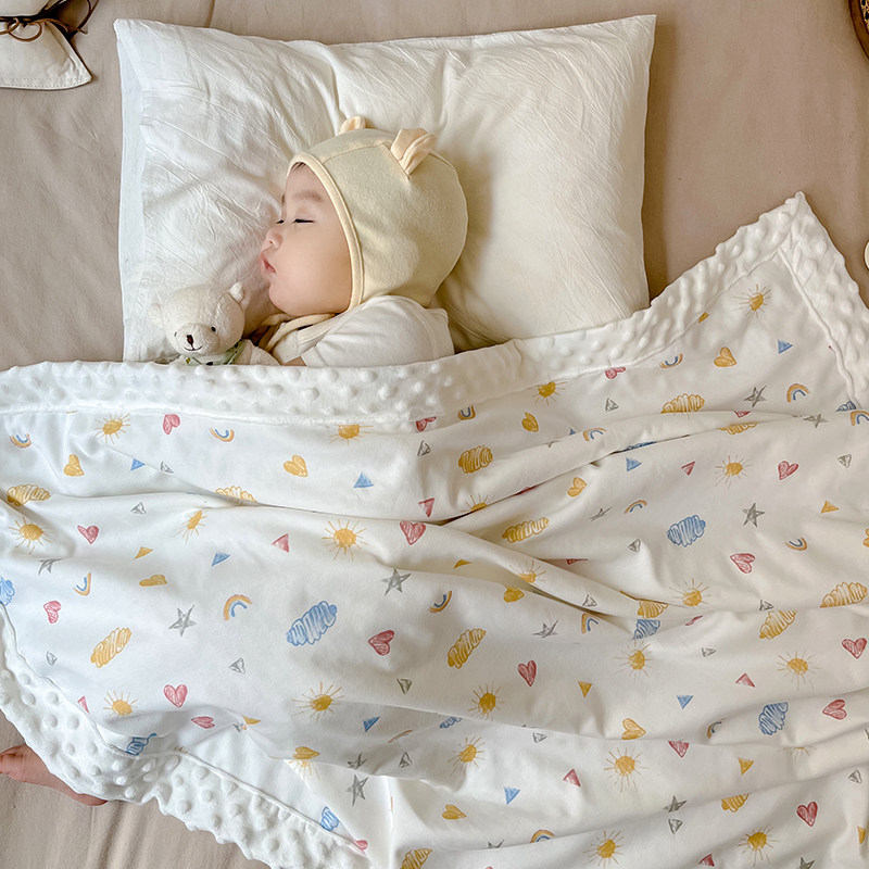 婴儿纯棉盖毯新生儿夏季薄被儿童午睡豆豆毯春秋被空调毯子针织棉