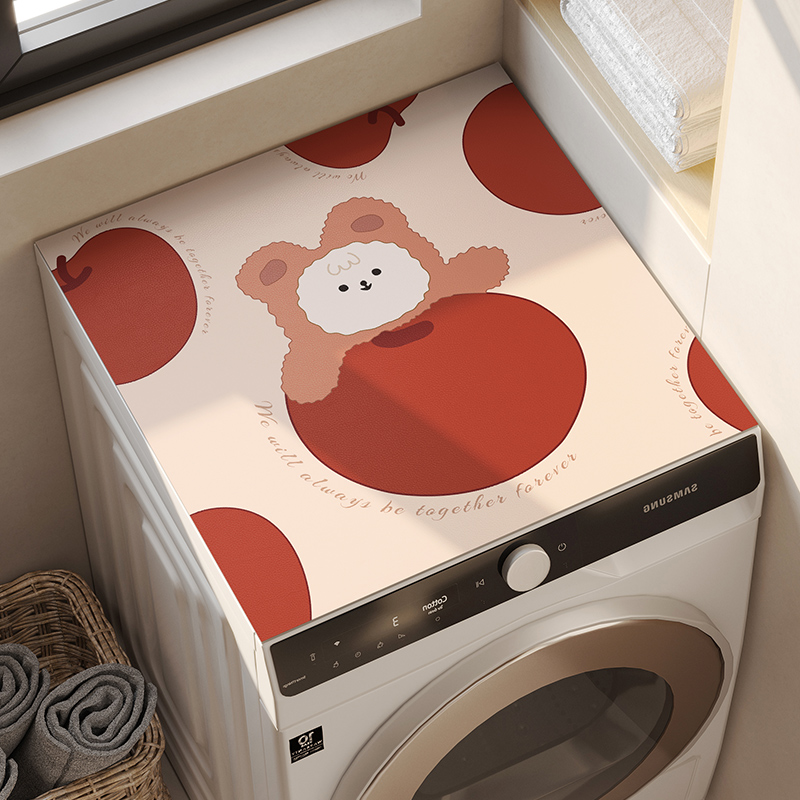 卡通全自动滚筒式洗衣机防尘盖布防水防晒罩上冰箱床头柜皮革垫子