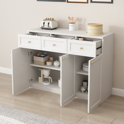 嗨佩小匠超薄款餐边柜20cm法式直饮机一体靠墙极窄实木厨房白色