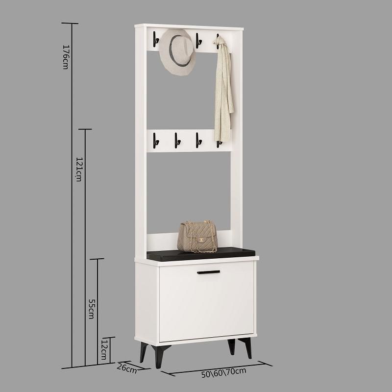 鞋柜挂衣架一体翻斗式薄款门口坐凳白色简约凳子卧室衣帽架沙发凳