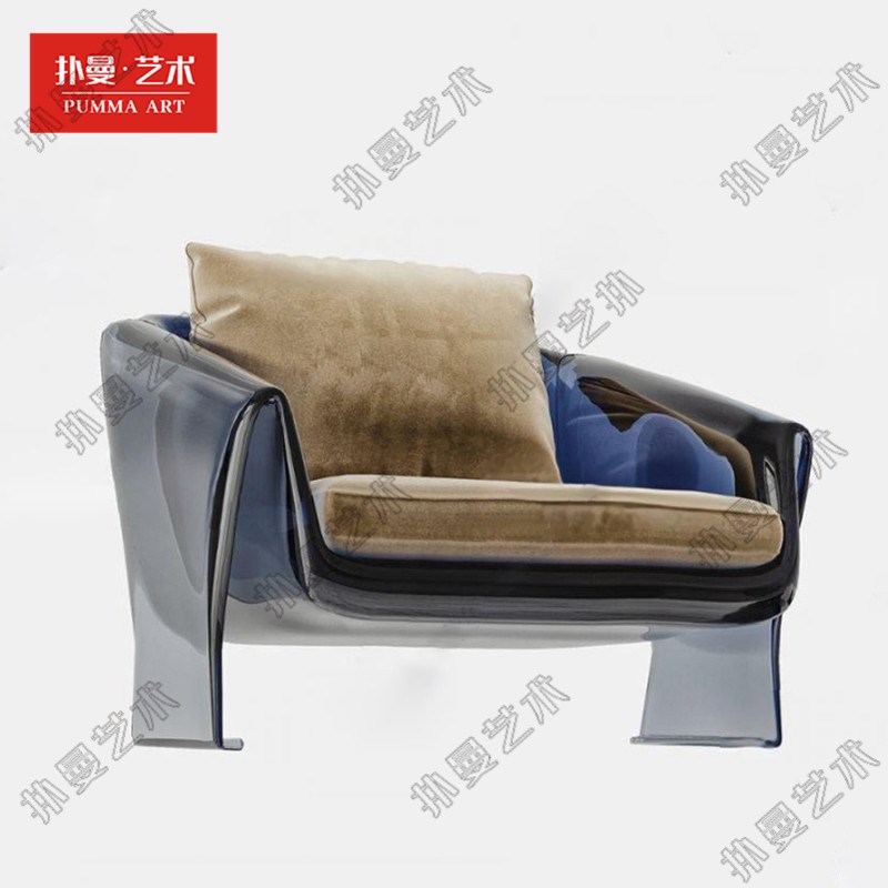 高端亚克力茶色单人沙发时尚透明休闲椅样板房酒店设计师单椅定制