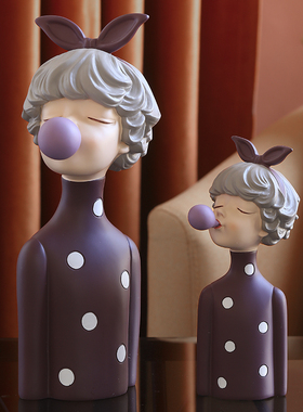 北欧轻奢风客厅泡泡女孩摆件创意家居玄关室内电视柜装饰品摆设