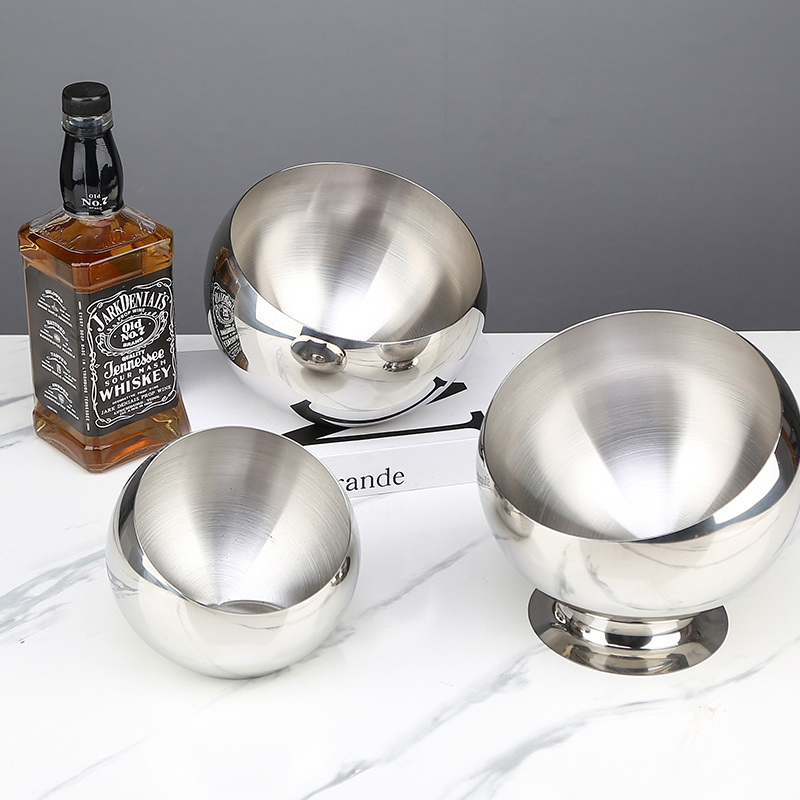 不锈钢加厚果皮碗高档商用大号防风创意菸灰缸酒吧KTV桌面收纳桶