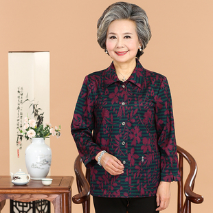 中老年女装妈妈装春装长袖外套60-70岁奶奶春夏衣服老年人女衬衫