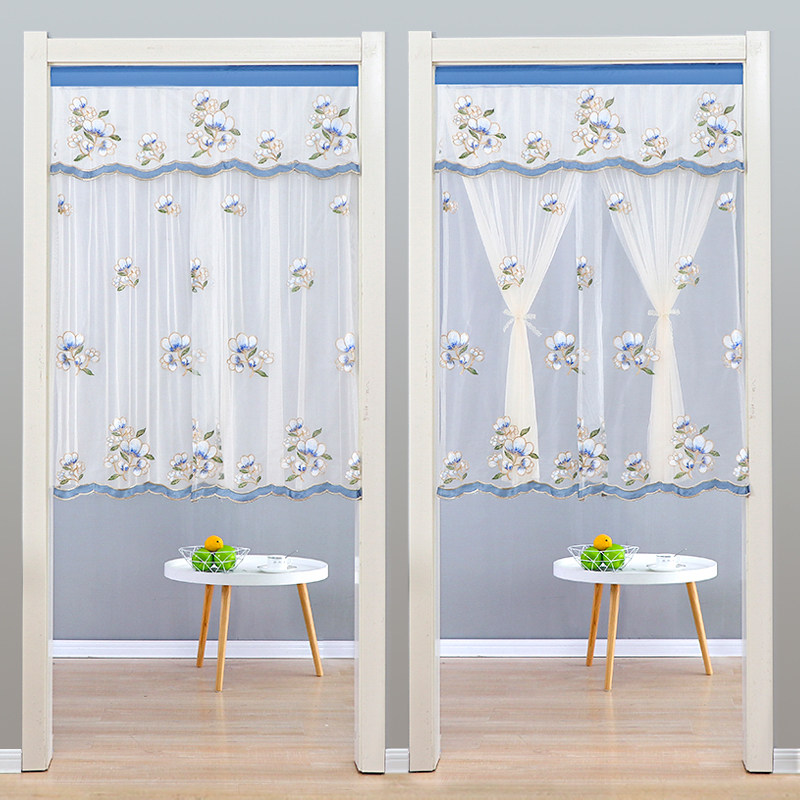 简约蕾丝门帘免打孔隔断帘夏半帘防蚊纱帘厨房卧室装饰门帘魔术贴,居家布艺,门帘,淘宝优惠券,粉丝福利购,淘宝优惠卷