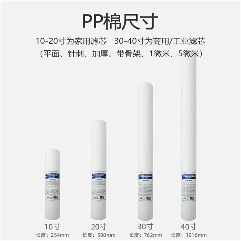 工业熔喷滤芯10寸20寸30寸40寸净水机通用1um5um前置家用pp棉滤芯