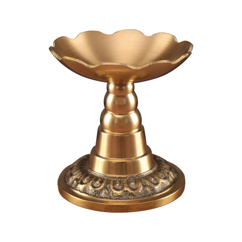 黄铜烛台家用上供蜡台佛前蜡烛台座酥油灯底座蜡烛台供灯纯铜佛具