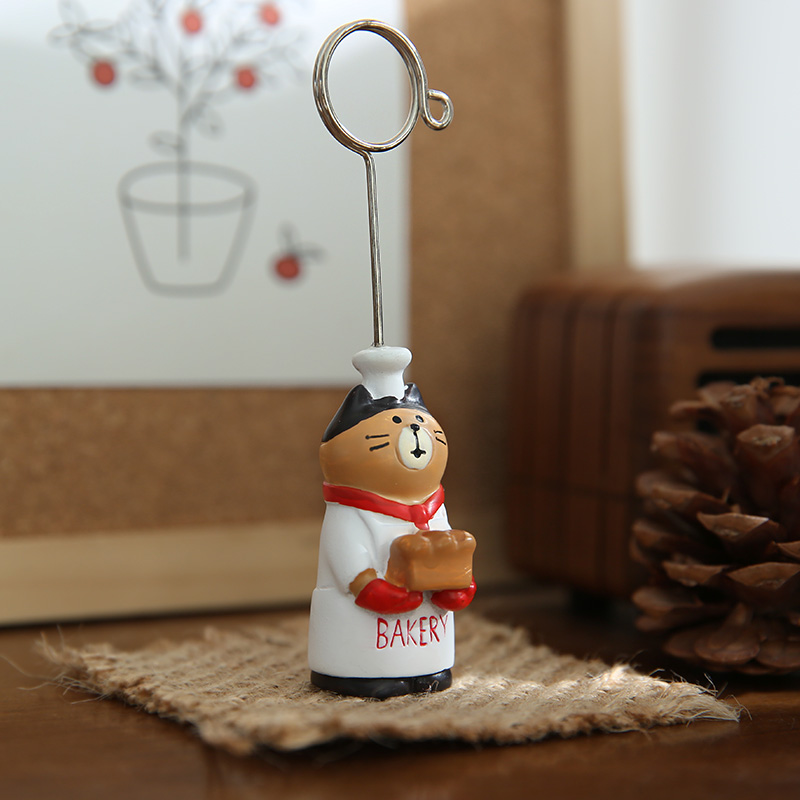 可爱日子 日式桌面举牌便签夹卡通动物猫立式照片夹留言装饰摆件