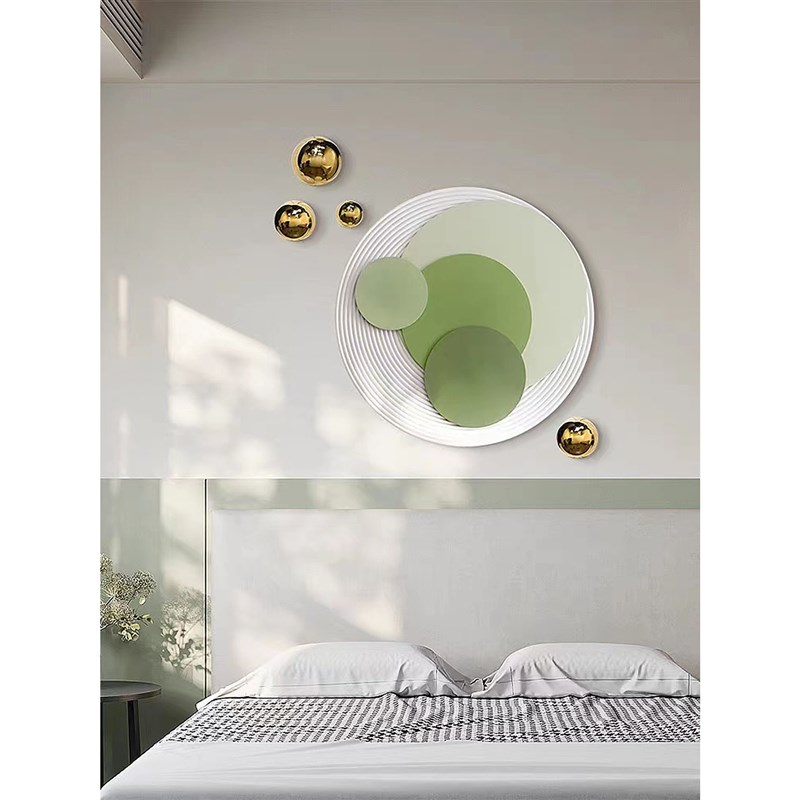 3d立体浮雕圆形叠加装饰画客厅卧室沙发背景墙轻奢艺术金属球实物