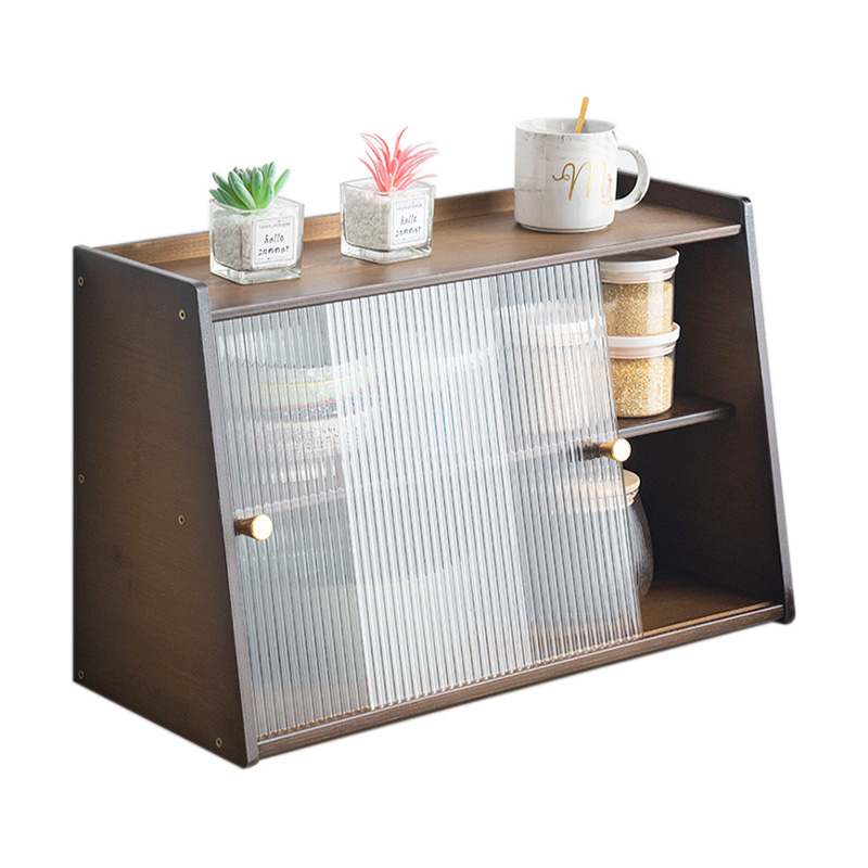 日式实木桌面餐边柜厨房台面收纳储物柜子玻璃碗柜咖啡酒柜置物架