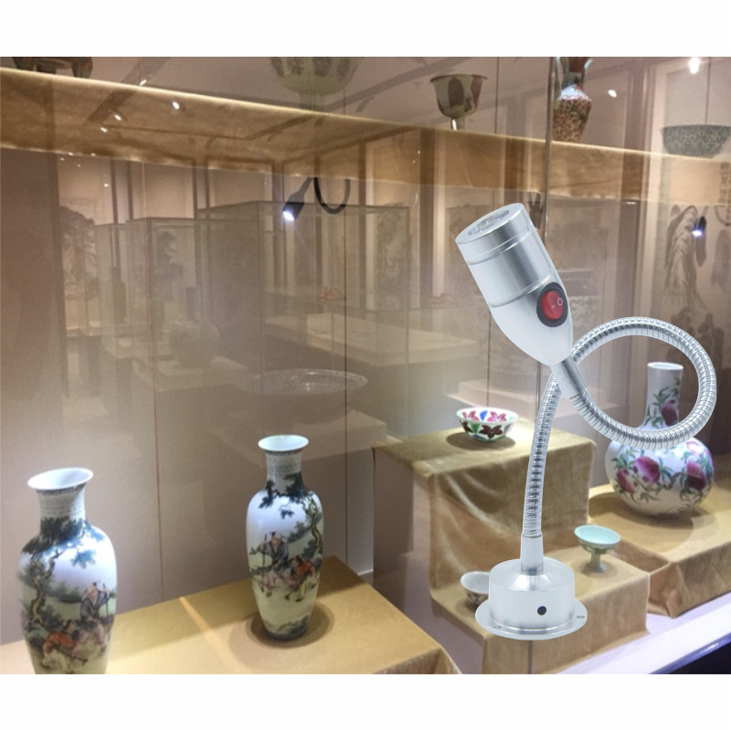led射灯加长杆明装3w1w读书阅读灯展柜机床软管壁灯灯头上带开关