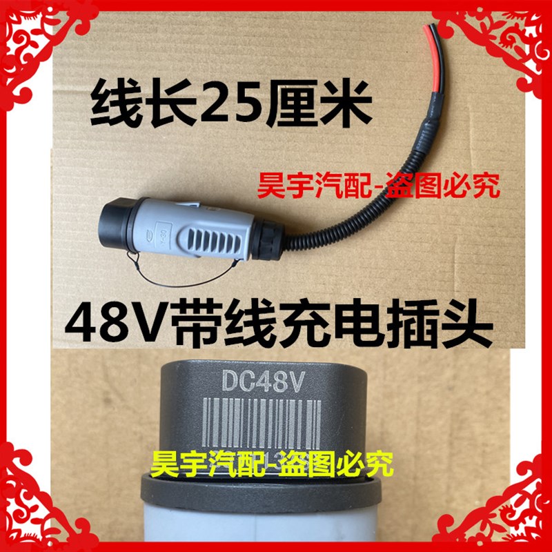 适用于御捷祥和260乐唯V2充电机48V60V带线充电插头带线充电插座