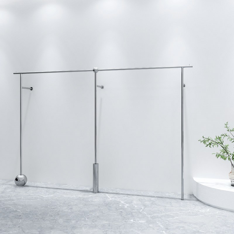 服装店展示架不锈钢拉丝上墙货架男女装挂衣架轻奢挂衣杆侧挂架