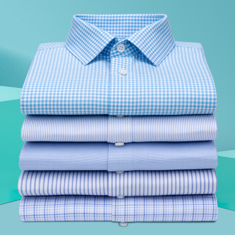 全棉DP成衣免烫白衬衫男短袖定制绣LOGO夏季商务大码纯棉正装衬衣