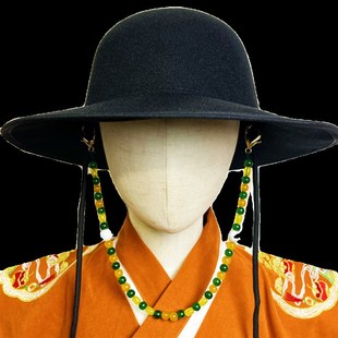 玉锦记男童明朝明制汉服帽子中国风男宝大帽古装珠子圆帽武侠黑帽