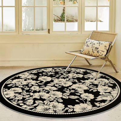 法式圆形客厅地毯轻奢高级感衣帽间梳妆台化妆凳垫房间卧室床边毯