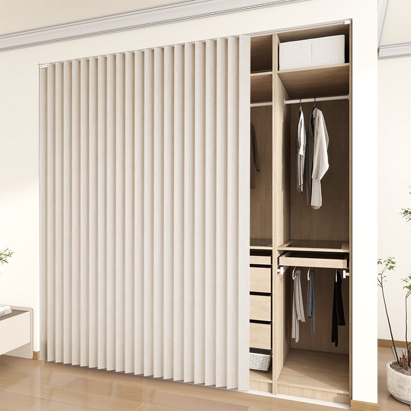 衣柜遮挡帘卧室开放式衣帽间无门柜子书柜简易折叠帘免打孔防尘帘