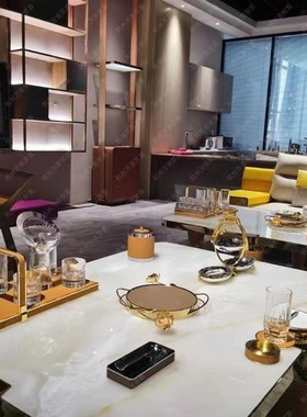 KTV摆台用品加厚不锈钢罗曼达悦荟款双边花果皮盅话筒架轻奢款